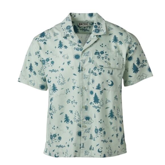 Marmot Mens Large Muir Camp Novelty Green Trail Hiking Outdoor Fish Button Shirt - Picture 1 of 9